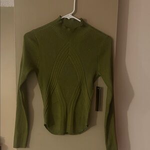 Almost Famous Green Ribbed Long Sleeve Top